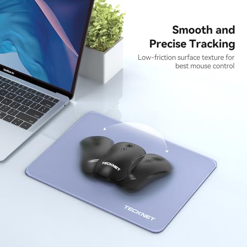 Image of TECKNET Mouse Pad 270 x 210 x 3 mm with Anti-fray Stitchin, Waterproof Surface & Non-Slip Rubber Base with Stitched Edges Gaming Mouse Mat for Laptop,Compatible with Laser and Optical Mice - LT.Blue