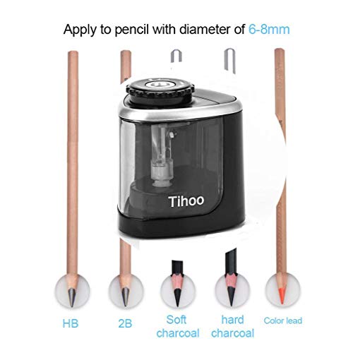 F Fityle Apontador De Lápis Elétrico Do Escritório Auto Para Crianças 6-8mm De Diâmetro Lápis Preto