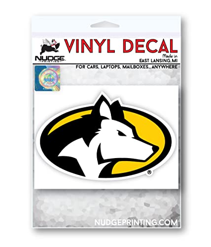 Image of Collegiate NCAA Car Decal Made From Premium Weatherproof Vinyl (Michigan Tech Husky Head)