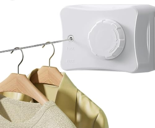 Image of Retractable Clothesline 5 Metre - Wall Mounted Indoor & Outdoor Drying Line (Single /Double Line), ABS Housing & 304 Stainless Steel Wire for Bathroom, Balcony, Laundry Room (Single Line)