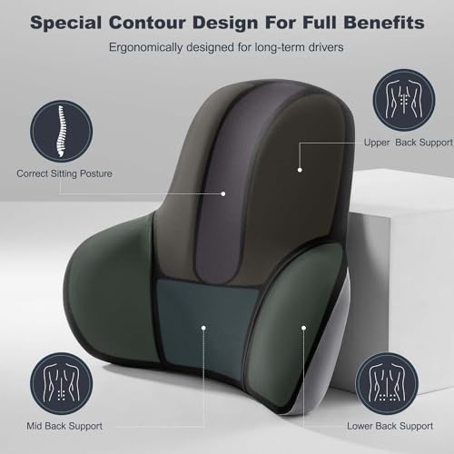 Compuclever 85634 Lumbar Support For Car - Back Cushion For Driving Seat Lower Back Pain Relief - Memory Foam Lumbar Pillow thumb #2