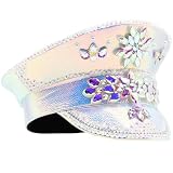 huwvqci Sombrero de disfraz de diamantes de imitación para novia, gorra de cosplay, sombrero azul marino, baile de máscaras, accesorios de escenario, sombrero de disfraz para mujer, cosplay