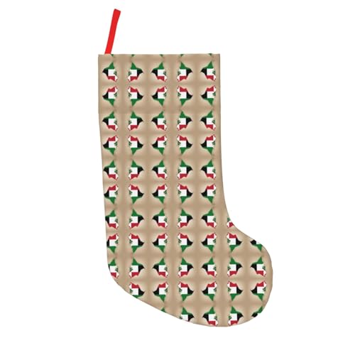 DUWAA Chaussettes de Noël imprimées avec drapeau des Émirats arabes unis Map01, 45,7 cm, pour cheminée de famille, fêtes de Noël