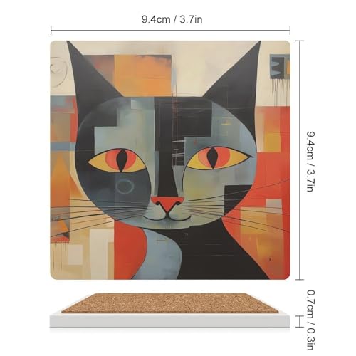 Dessous de verre céramique chat contre les taches