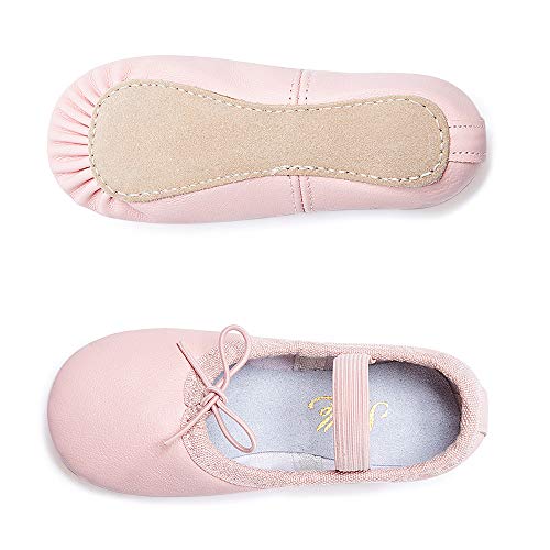 Stelle Premium Authentic Leather Baby Ballet Slipper/Ballet Shoes(Toddler/Little Kid/Big Kid)(11Ml, Pink,With Tie) #TOP2