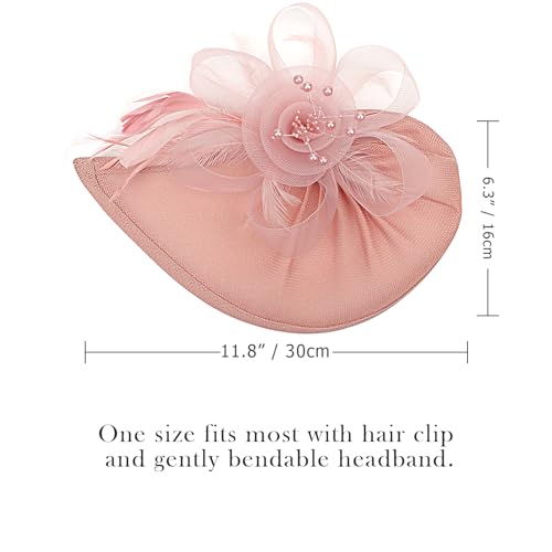 Image of DRESHOW Women Fascinator Hats Tea Party Hat Vintage Pillbox Hat Headband for Cocktail