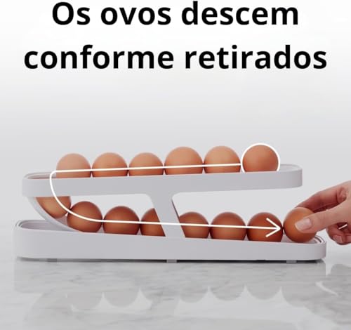 Organizador Dispensador de Ovos Para Geladeira Com 2 Andares Recipiente Organizador Automático
