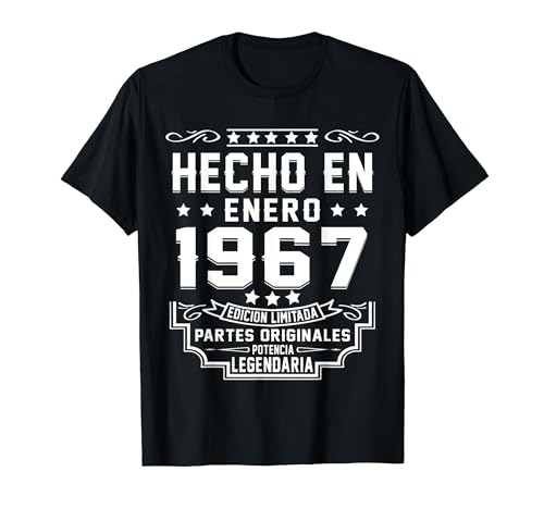 Hecho En Enero 1967 Partes Originales Cumpleaños 57 Años Camiseta