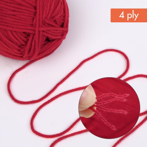 Image of NICEEC 300g Soft Assorted Colors Yarn - Sport Weight,100% Acrylic, 4 Ply, Bonbons Yarn for Crochet & Knit, DIY Project Starter Kit for Kids or Adults(Total 870yds) - Red51#