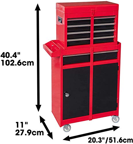 Big Red Atbt1204R-Rb Torin Rolling Garage Workshop Tool Organizer: Detachable 4 Drawer Tool Chest With Large Storage Cabinet And Adjustable Shelf, Red/Black #TOP2