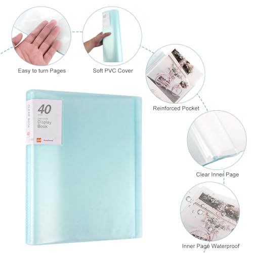 CYEER 8 Stück Sichtbuch A4 mit je 40 Klarsichthüllen – Präsentationsmappe Set in 4 Pastellfarben – Dokumentenmappe für Schule, Büro & Studium – Portfolio Mappe & Notenmappe A4 Klarsichtbuch