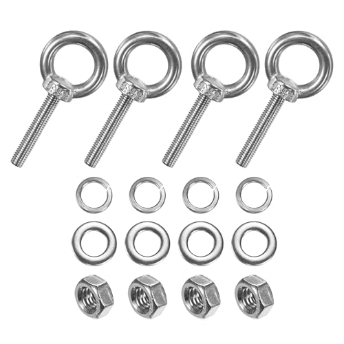 M METERXITY 4-Sets Stainless Eyebolt M5x29mm Shoulder Lifting Eye Bolt with Nuts Washers Male Screw Thread Ring Shoulder Eye Bolts Length 1.14 Inch for Suspending/Fastening