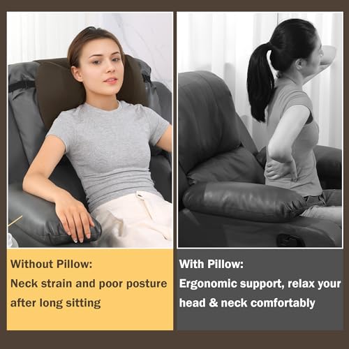 MABOZOO Neck Pillows for Recliner, Memory Foam Headrest Pillow with Non-Slip Backing and Elastic Straps, Recliner Neck Pillow for Pain Relief and Side Sleeping (Brown) by MABOZOO - Used condition - Image 5