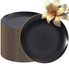 Black and Gold Frosted Plastic Dinner Plates