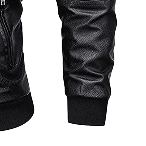 Chaqueta bomber de cuero negro para hombre miniatura 6