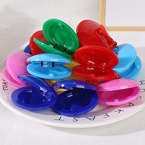 Ugpine 12 Pcs Castanets Plastic Finger Castanets Hand- Held Percussion Musical Instrument Ringboards Orff Castanet Round Dance Board For Kids Educational Xmas Birthday Gifts Assorted Color #TOP3