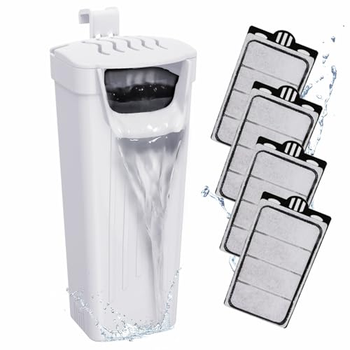 GOZILLA Turtle Tank Filter 74GPH, Low Water Level Turtle Tank 3.5W Fish Tank Aquarium Filters for Small Tanks up to 15 Gallons Include 4 Replacement Cartridges.(White)
