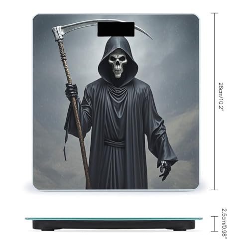 Báscula digital Grim-Reaper de vidrio templado con pantalla LCD miniatura 2