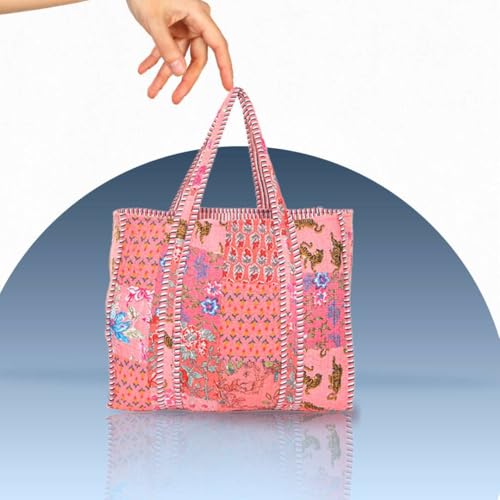 Image of Women's 100% Cotton Lightweight Shoulder Tote Bag with Interior Poeckt Casual Handbag for Women