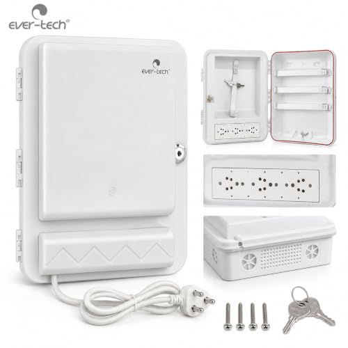 Image of Ever-tech ET-PBOD Outdoor PoE Box, Weather-Resistant Network Enclosure with 3-Socket PDU, Lockable Design and Cable Entry System, White