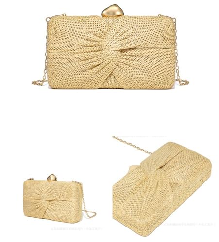 Bolso Clutch para Mujer Oro Brillante Formal miniatura 3