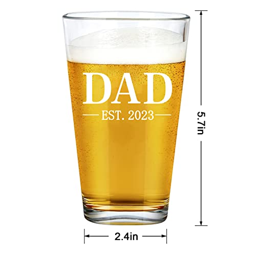 Futtumy Dad Est 2023 Beer Glass, Dad Beer Gifts For Men Father Dad New Dad Husband Stepdad, Dad Beer Pint Glass For Christmas Father’s Day Birthday Retirement, 15Oz #TOP6