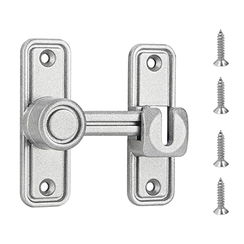 Barn Door Lock Latch, 90 & 180 Degree Heavy Duty Barn Door Latch Hardware Barn Door Locks and Latches Sliding Door Lock Home Safety Gate Locks Fit for Garage, Garden, Bathroom, Cabinet(Silver)