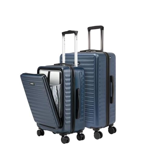 Assembly Medium Check in 24 Inches & Cabin Luggage 20 Inches Polycarbonate Set of 2 - Premium Hardsided Suitcase Trolley (Navy Blue)-Stark Pro