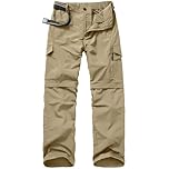 Jessie Kidden Hiking Walking Trousers Men,Quick Dry Convertible Lightweight Breathable Waterproof Outdoor Fishing Work Zip Off Cargo Pants #6088 Khaki-36