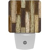 2 Pack Plug-in Nightlight LED Night Light Vintage Rustic Wooden Pattern, Dusk-to-Dawn Sensor for Kid