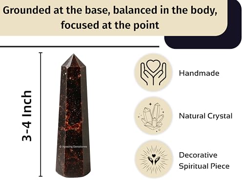 Image of Amazing Gemstone Garnet Crystal Towers - Natural Healing Crystal Point Obelisk for Reiki Healing and Crystal Grid (3 inch to 4 inch INCH)