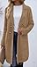 Kenhansion Long Double Breasted Wool Coats for Women Lightweight Lapel Open Front Trench Jacket Fashion Sweater with Pockets (Khaki,Large)