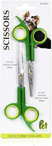 PET MAGASIN Japanese Stainless Steel Grooming Scissors (2) for Facial Hair and Larger for Body Trimming with Round Tip