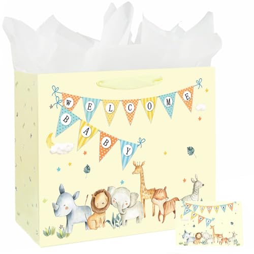 Laidans 16.5 Inch Extra Large Baby Boy Girl Gift Bag for Baby Shower