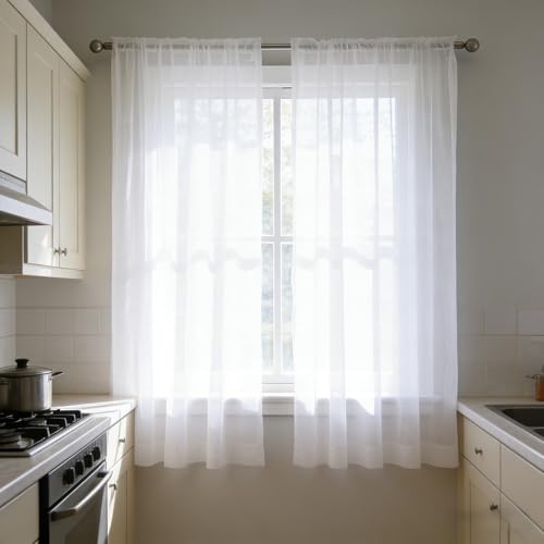 Cortinas visillos translúcidos monocolor para ventanas de habitación moderna 2