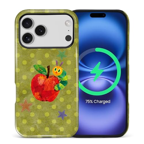 Goodsprout for iPhone 17 Pro Max/iPhone 18 Pro Max Cases,Campatible with Magsafe,2-Layer Hard Shell + Silicone Cover - Shockproof Protection, High-end Green Dots The Insect that Eats Apples