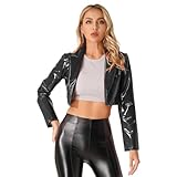 Langarmjacke für Damen, Revers-Design, vorne offen, einfaches An- und Ausziehen, kurz geschnitten Länge