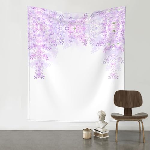 Framing Fliederfarbene Blumen in Blüte, Wanddekoration, Wandteppich, bedruckt, dekorativer Wandteppich, geeignet für Schlafzimmer, Wohnzimmer und...