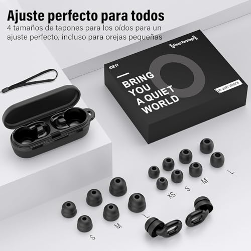 Miniatura 6 de Tapones Oidos Ruido Dormir, Tapones Oidos Cancelacion De Ruido Reutilizables Con 7 Pares De Almohadillas De Silicona, Tapones Para Dormir Para Estudiar, Concentrarse, Viajar Y Asistir Negro