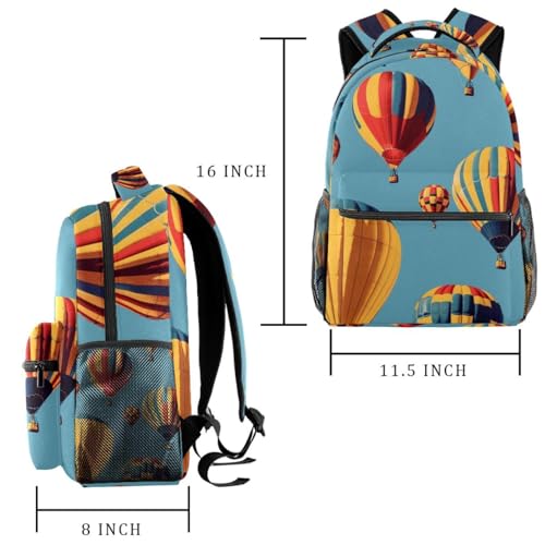 Sac à dos d'école montgolfière multicolore avec porte-bouteille