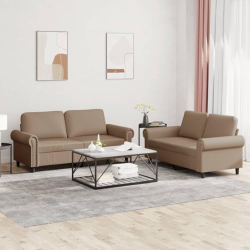 DYRJDJWIDHW Sofa Cama,Sofa,Sofas,sofá Cama,Sofa 2 plazas,Juego de sofás con Cojines 2 Piezas Cuero sintético capuchinoAdecuado para salón, Dormitorio