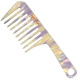 MANETURAL D1 | Wide Tooth Handle comb for Curly Hair| Elevates, Preserves Curl, Eliminates frizz, Acetate comb(White Purple)