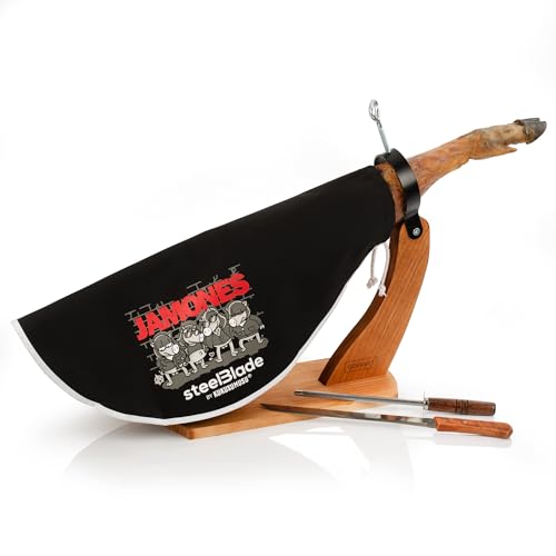 Miniatura 2 de Steelblade - Jamonero Góndola Cubre Jamón Kukuxumusu Cuchillo Jamonero Y Chaira - Soporte Jamonero Fabricado En España