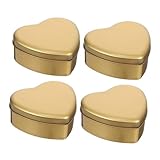 PartyKindom Boîte à Bonbons de Cœur Grosse Taille 4 Pièces Dorée, Conteneur de Stockage en Tôle, Boîte D'emballage Festive pour Présents Mariage, Fête, Rangement Sucreries et Biscuits