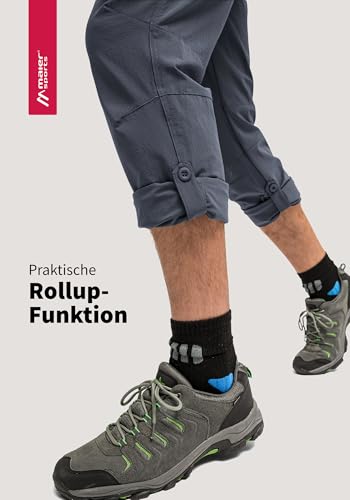 Maier Sports Nil, Herren Wanderhose, Wasserabweisende Outdoorhose für Trekking und Hiking, PFC-frei, mSTRETCH pro 4 & Dryprotec, Rollup-Funktion, Grau, 29 (W42/L32)