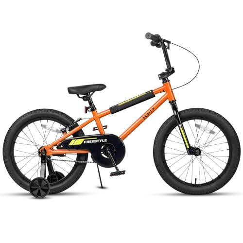 Image of 12 14 16 18 Inch Kids Bike BMX Style Bicycle with Training Wheels Coaster Brake for 2-10 Years Old Toddlers Boys Girls Multiple Colors
