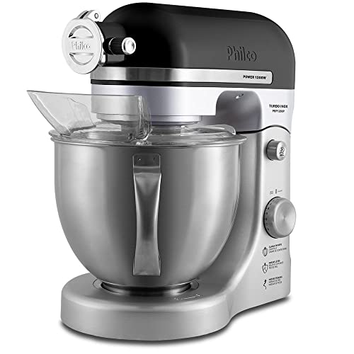 Batedeira Planetária Philco 1200W 127V PBP1200 Preta e Inox