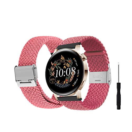 Armbänder Für Huawei GT3 42mm Armband Für Damen/Herren Nylon Sport Loop Geflochten Elastisch Mesh Ersatzband mit Verschluss Verstellbare Uhrenarmband Kompatibel mit Huawei GT3 42mm (24) Cover