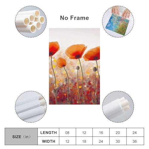 Tableau moderne coquelicot rouge grand format impression toile salon