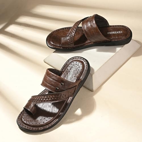 Image of Centrino Men's Slippers | Kolhapuri Style Chappals with Soft Cushioned Footbed | Comfortable & Durable | Traditional Yet Stylish Footwear for Men (9541)